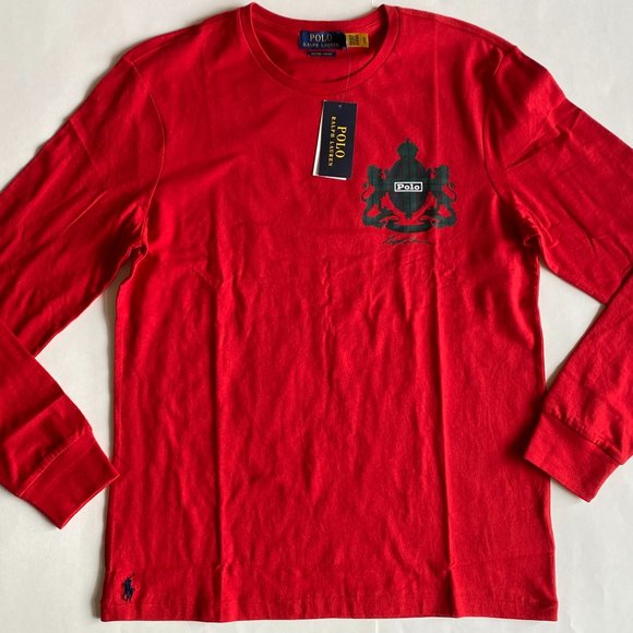 Polo Ralph Lauren Other - Polo Ralph Lauren Logo Custom Slim Fit Long Sleeve Graphic Crewneck T-Shirt Red